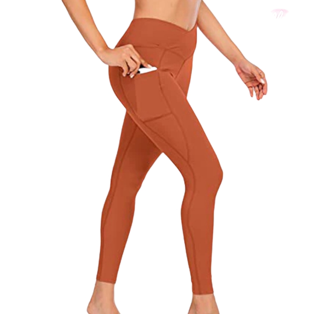 Leggings Crossover High Waisted Design With Side Pocket Sz Large 10 NWT
